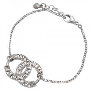 CHANEL Silver Logo Charm Bracelet